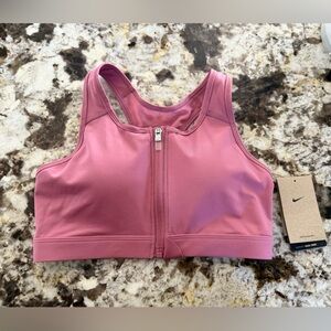 Nike Women’s Fuchsia Zip-Front Sports Training Dri-Fit Bra Size Medium NWT